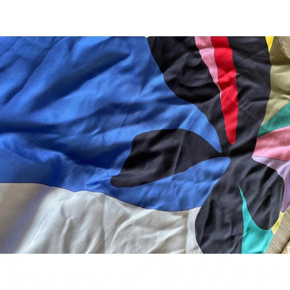 Madewell 100% Silk Bandana Scarf Abstract Floral Multi Color NS765 NEW
